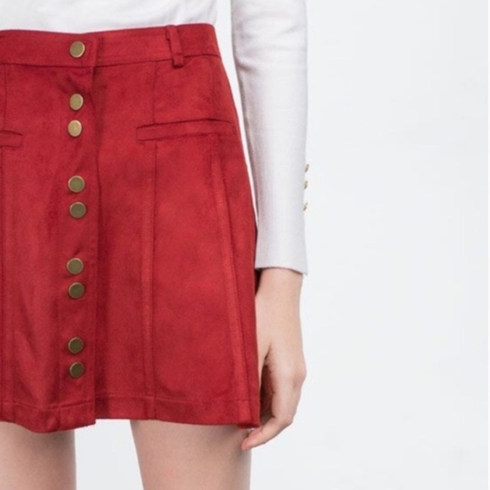 Faux Suede Button Front Mini Skirts